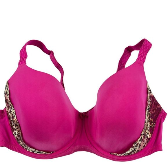 1st & Curve by Modern Movement Madison T-Shirt Bra 36H Magenta/Annimal Prt. Lace - Picture 1 of 4